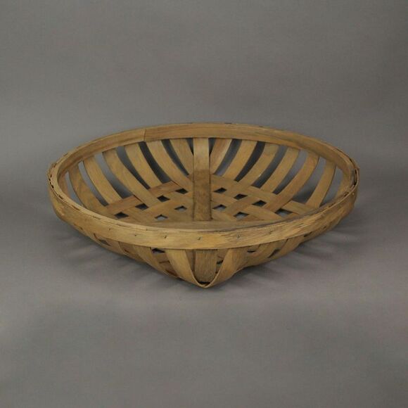 Round Natural Woven Wood Tobacco Basket Tray Decorative Serving Display Set of 2 - Picture 3 of 3
